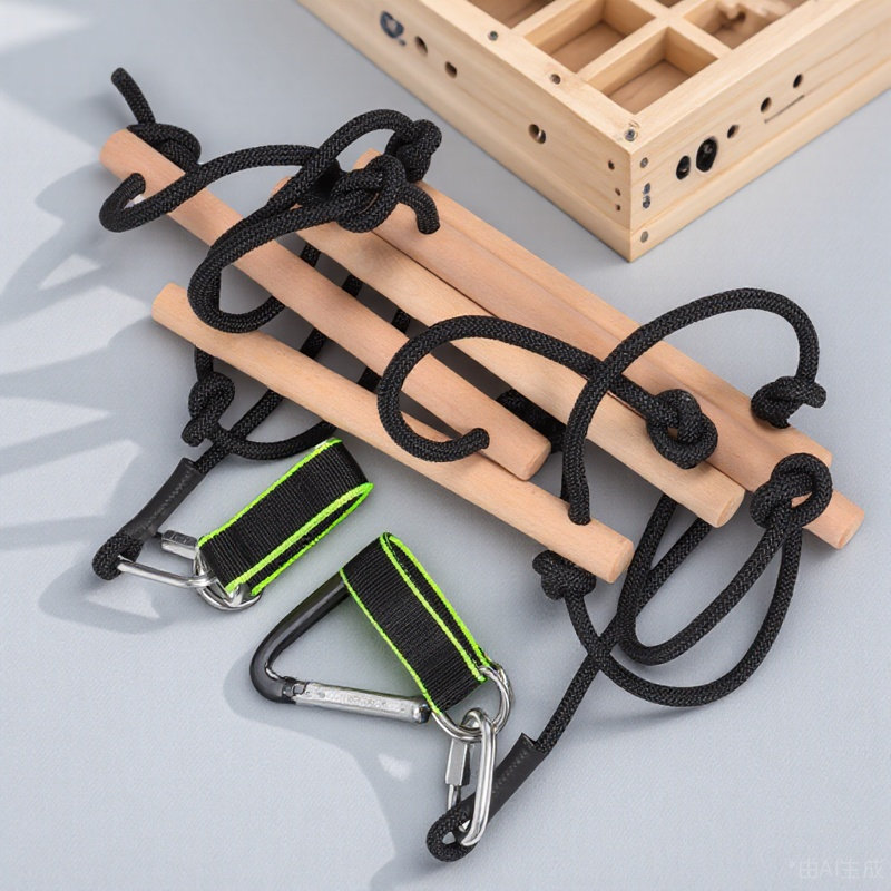 Kids Outdoor Wooden Climbing Frame - 1Set Wood Climbing Rope Ladder for