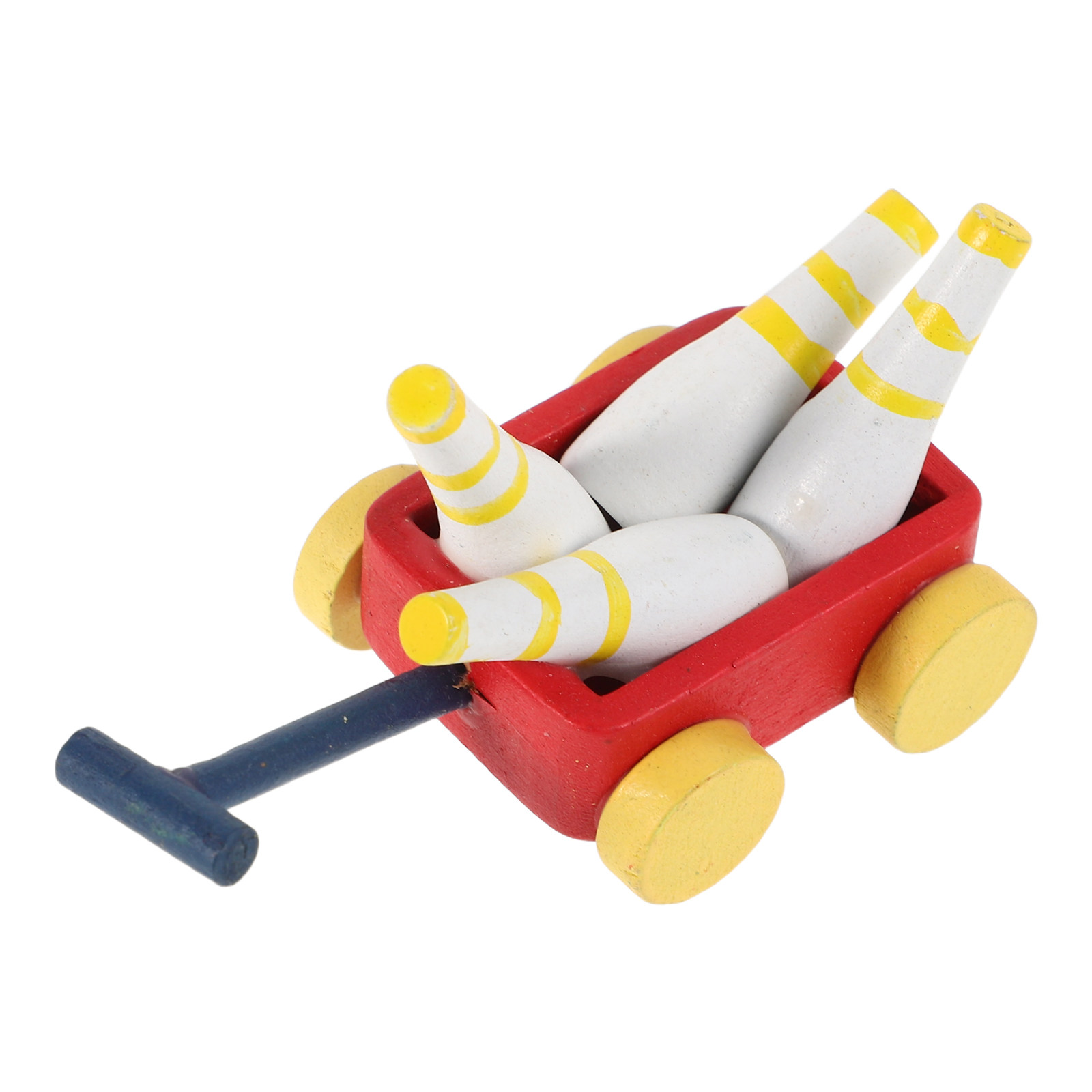 Kids Outdoor Doll House - Miniature Bowling Pin Wooden Cart Outdoor