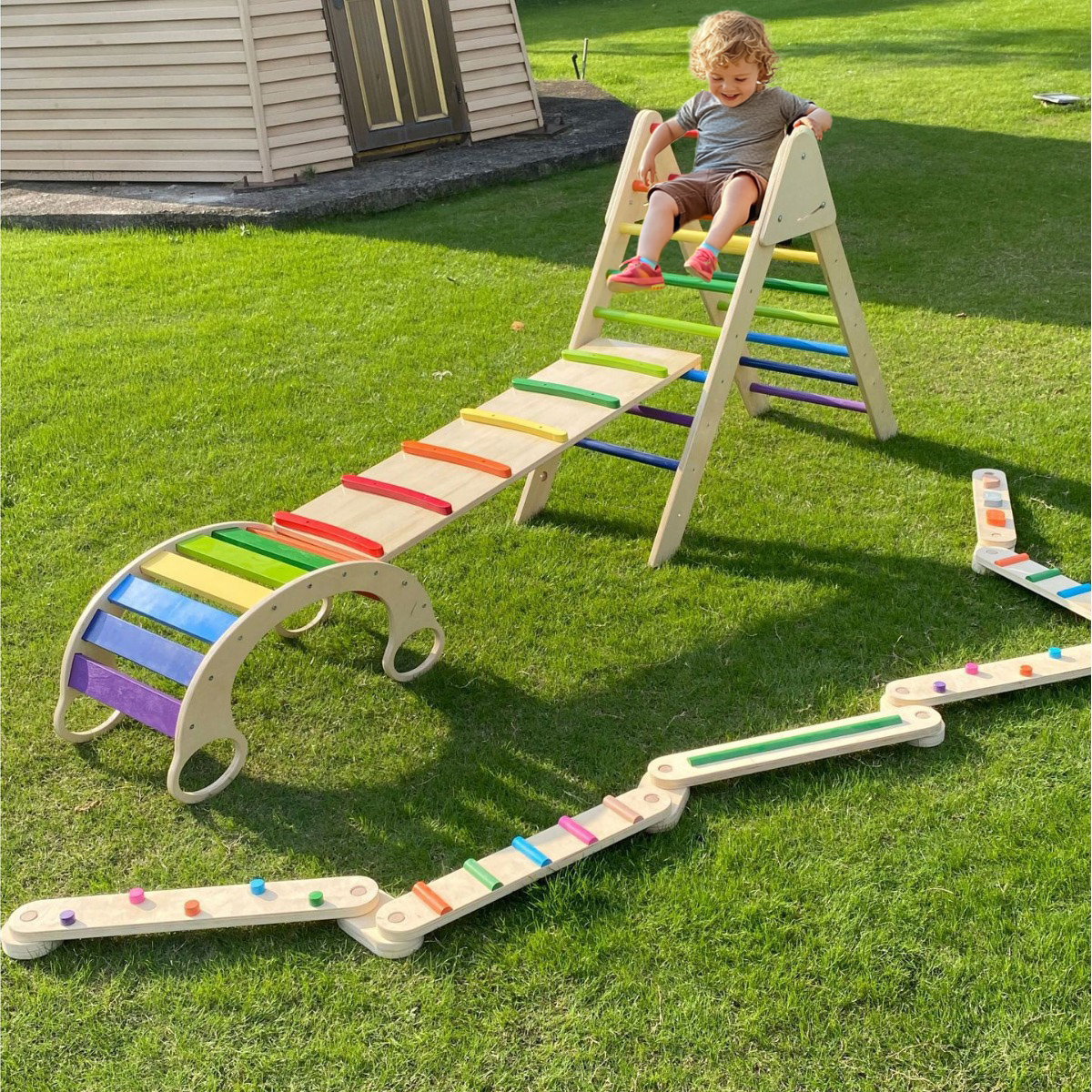 Kids Outdoor Wooden Climbing Frame - Customizable Eco-Friendly Beech Wood Climbing Set