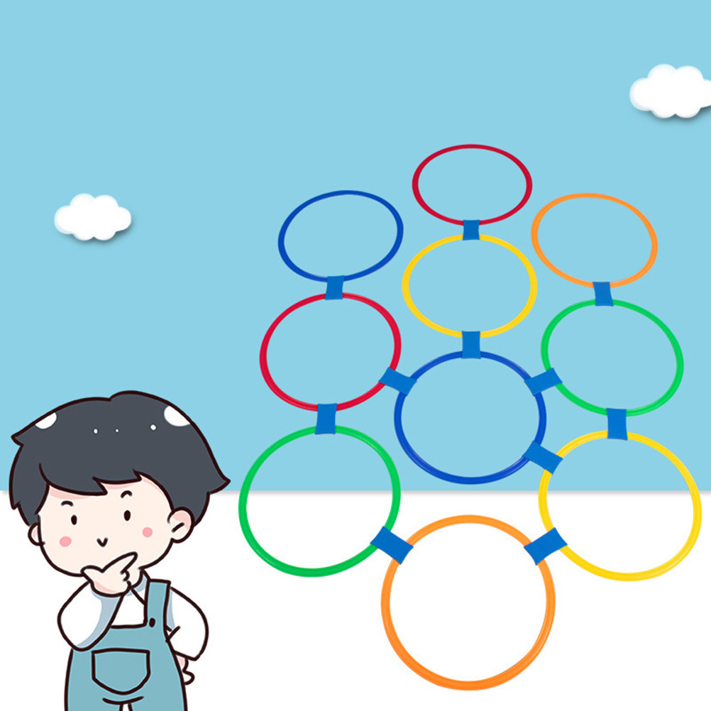 Kids Indoor Outdoor Games - 10Pcs Jumping Hoop Game Set 28Cm