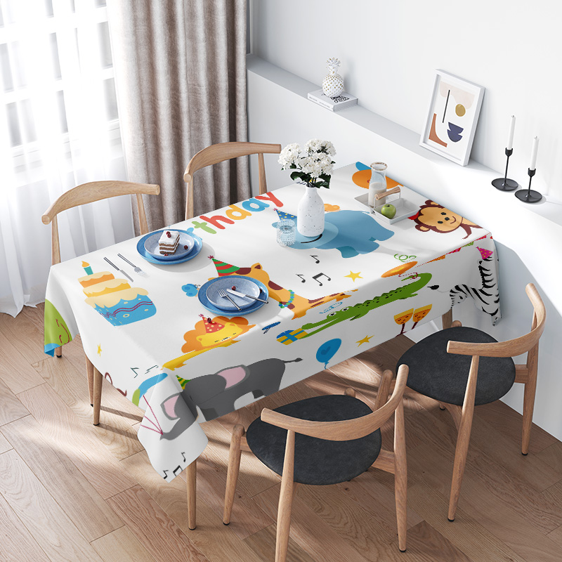 Kids Outdoor Dining Table - Cute Animal Tablecloth Kids Party Decor