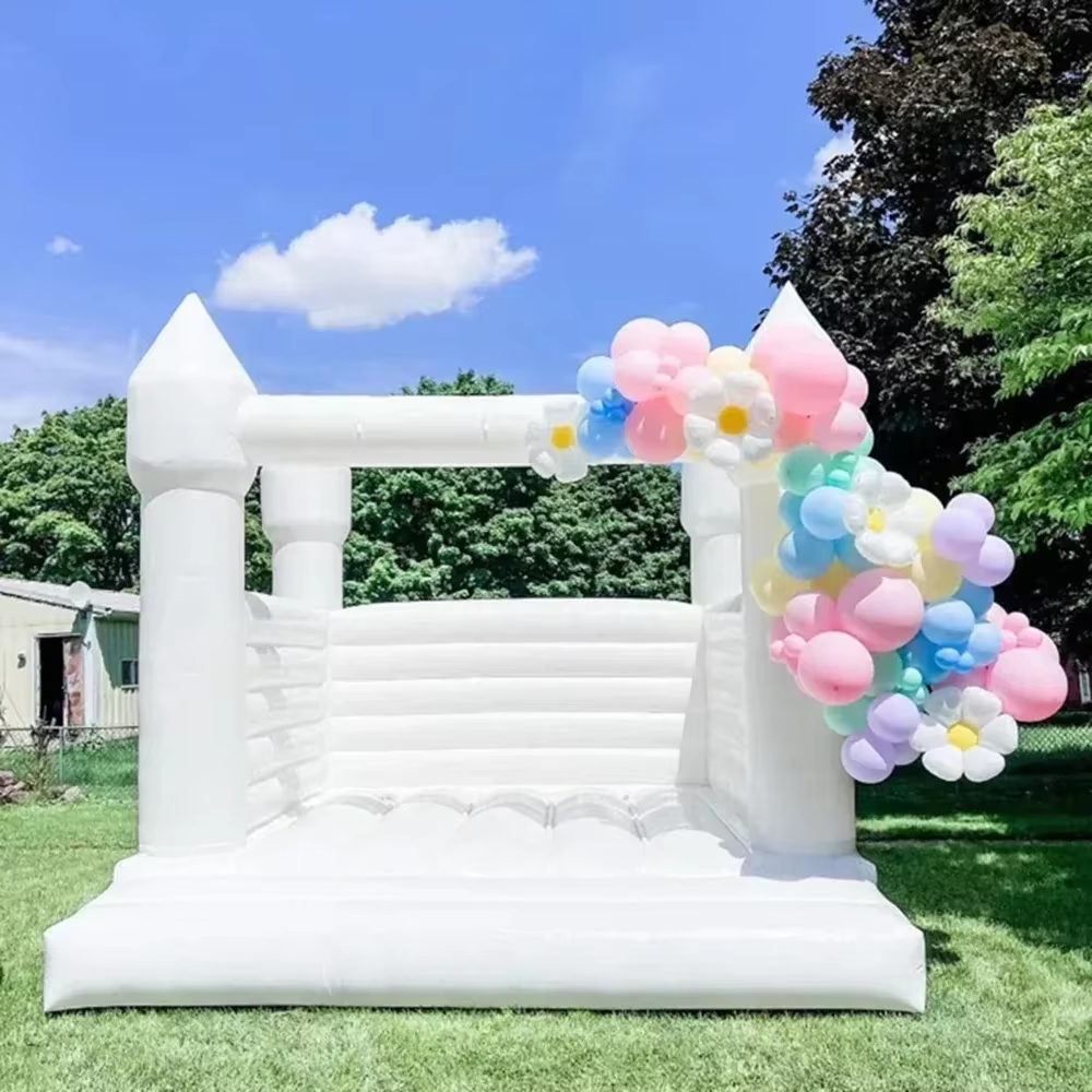 Kids Outdoor Inflatable - White Inflatable Bounce House Jumper Bouncy