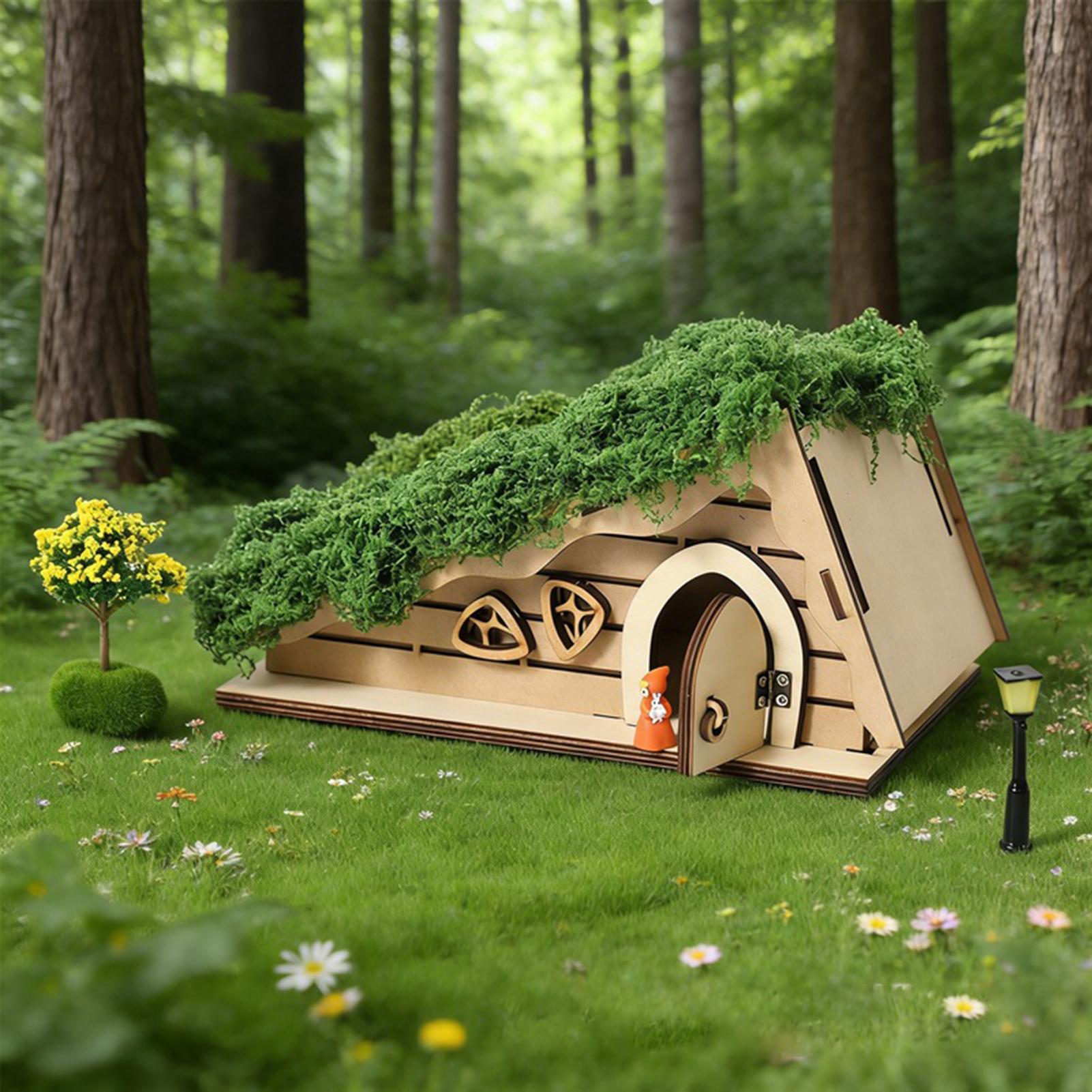 Kids Outdoor Doll House - Wooden Fairy House Craft Kit Triangle