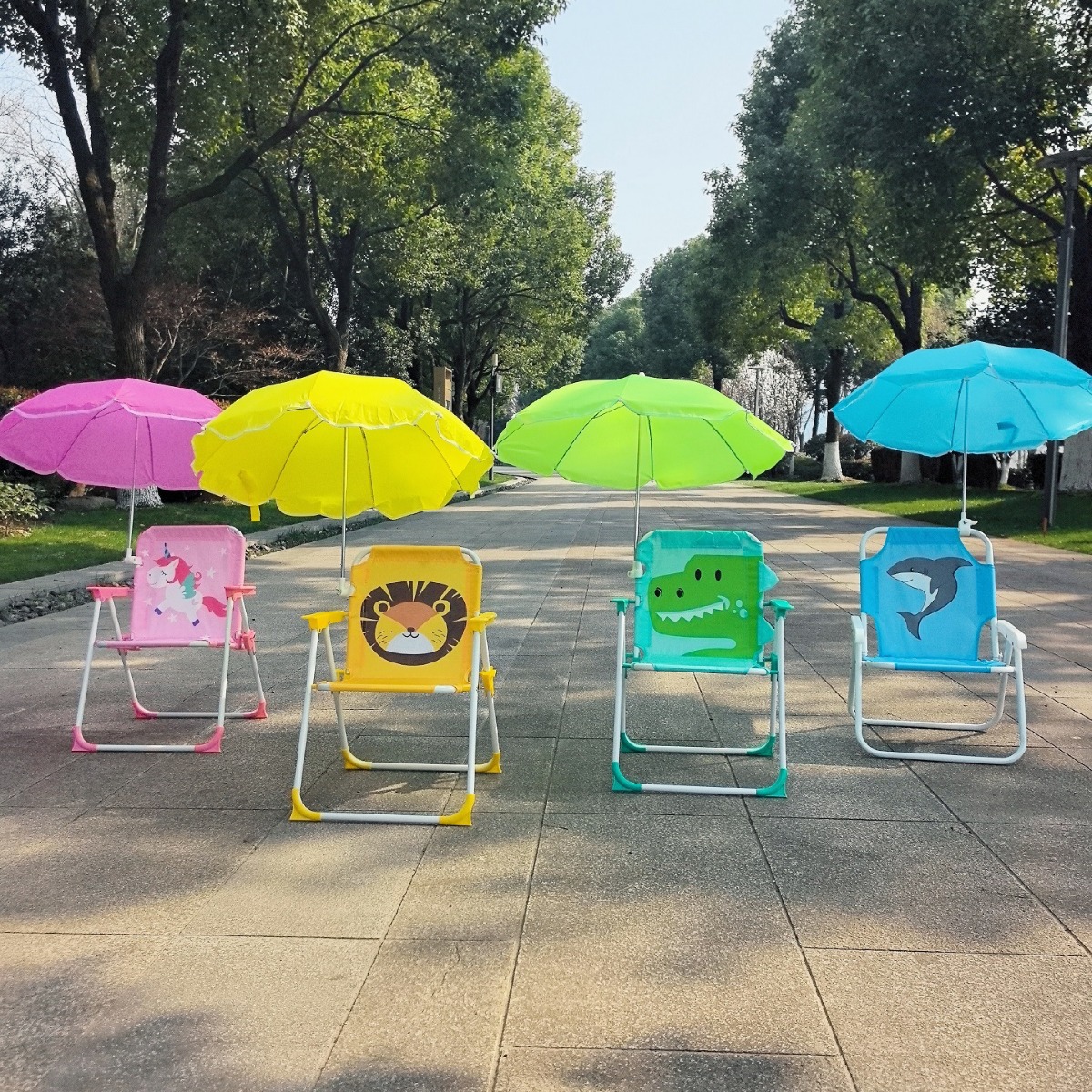 Kids Outdoor Lounge Chair With Umbrella - Children's Portable Chair with Sun Shade