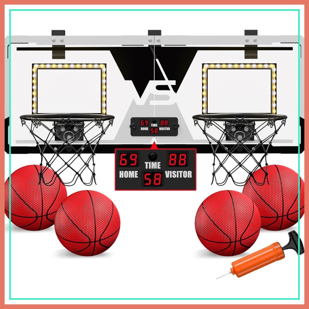 Kids Indoor Outdoor Games - 2 Player Basketball Game, Dual Shot