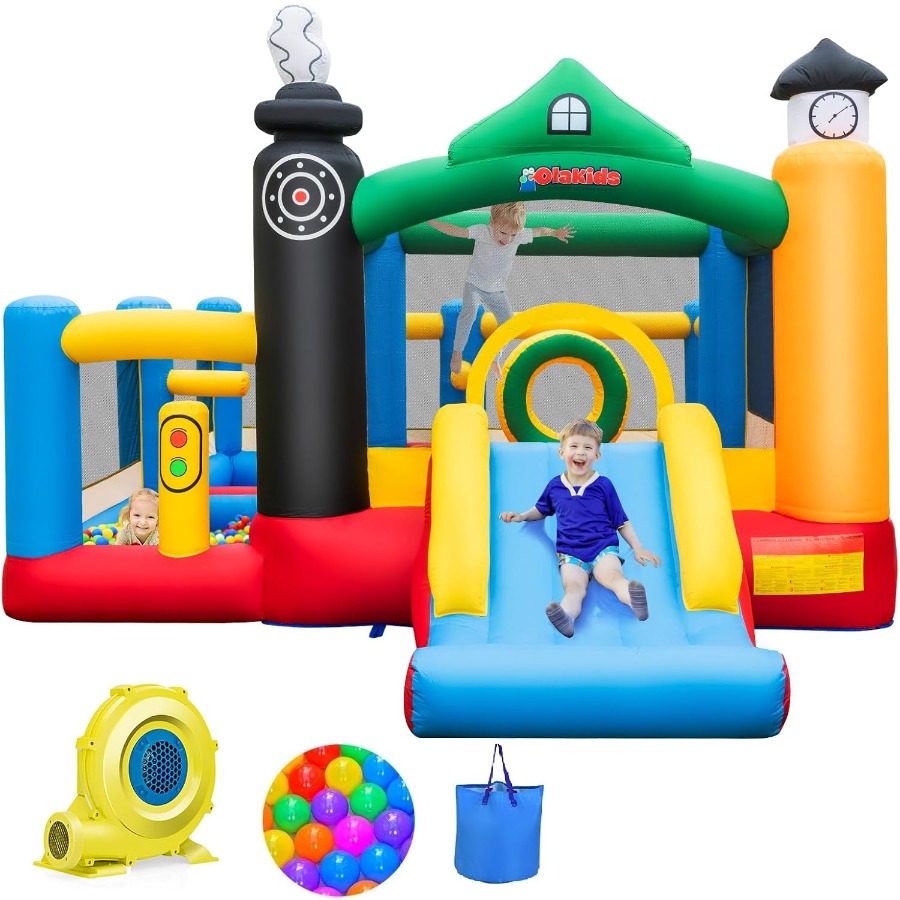Kids Outdoor Inflatable - Inflatable Bounce House Train Theme Jumping