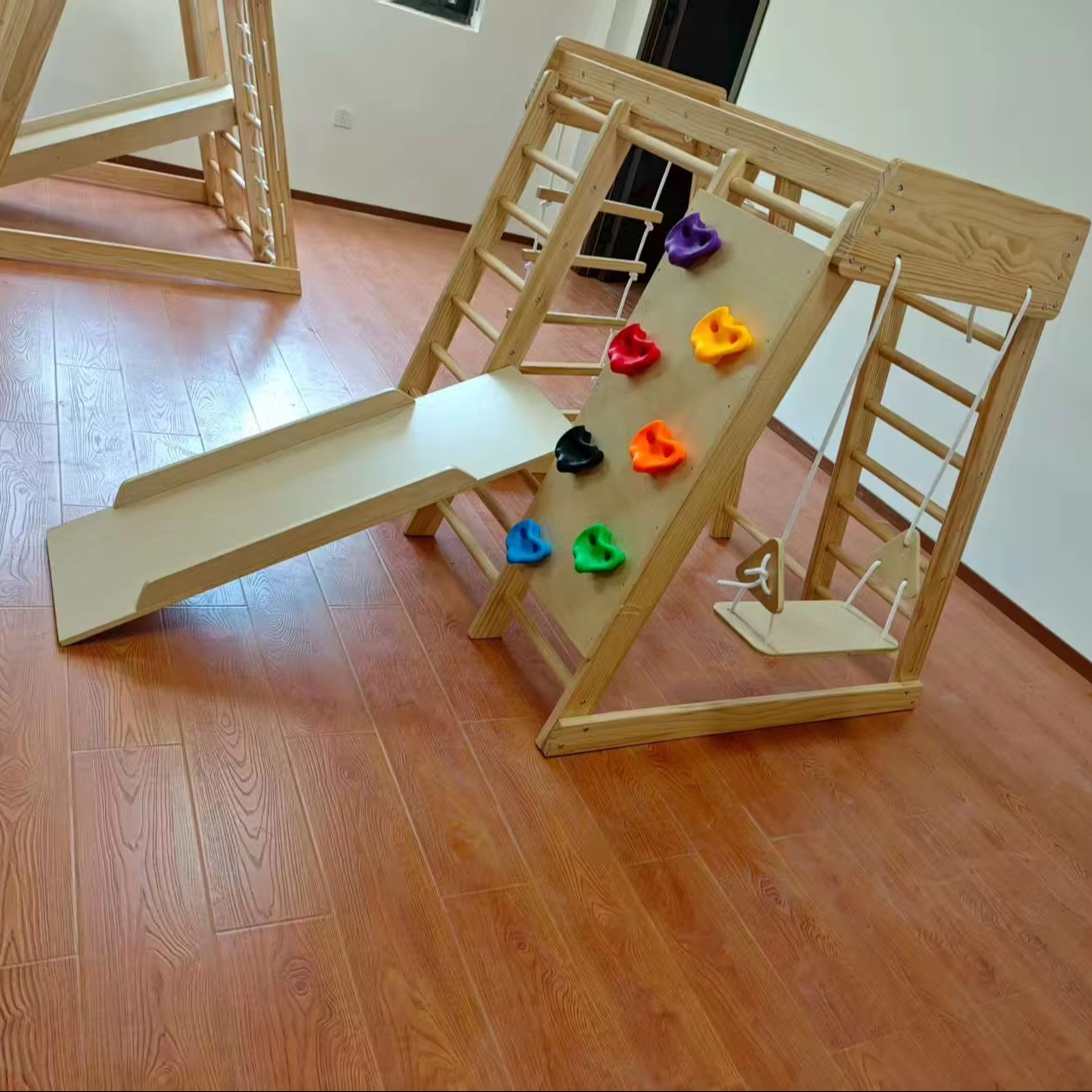 Kids Indoor Outdoor Games - Wooden Kids Climbing Frame Ladders Toys
