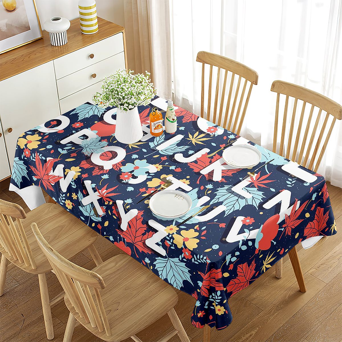 Kids Outdoor Dining Table - Alphabet Tablecloth Alphabet Lore Table Cover