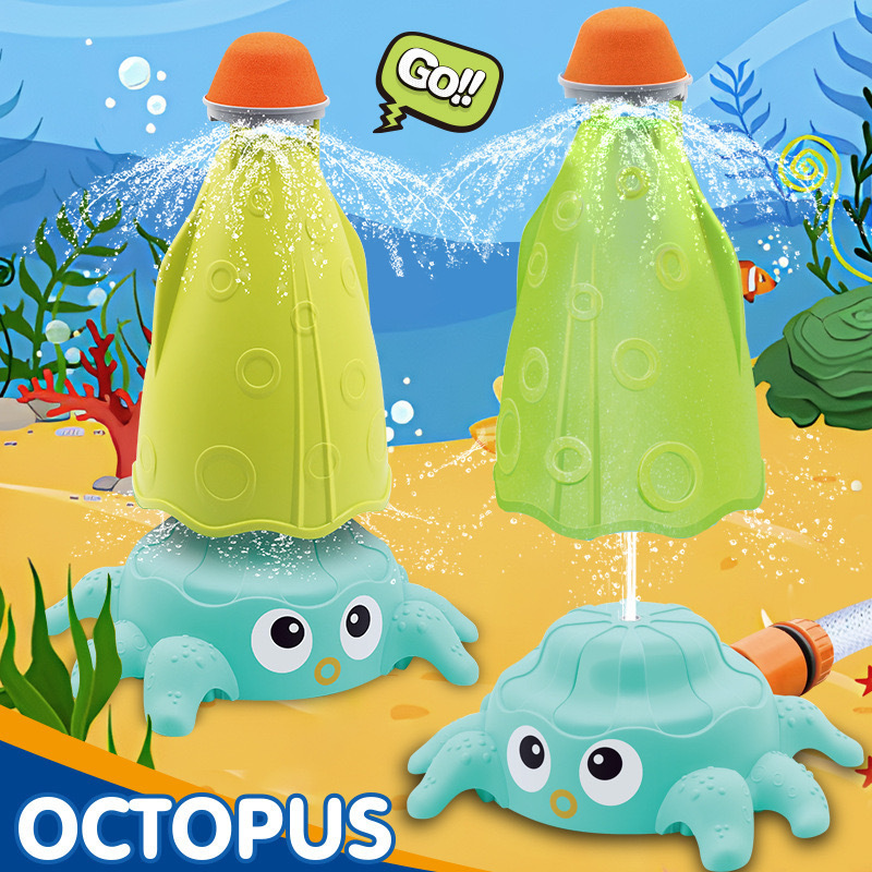 Kids Outdoor Water Sprinkler - Octopus Rocket Launcher Toys Sprinkler Outdoor