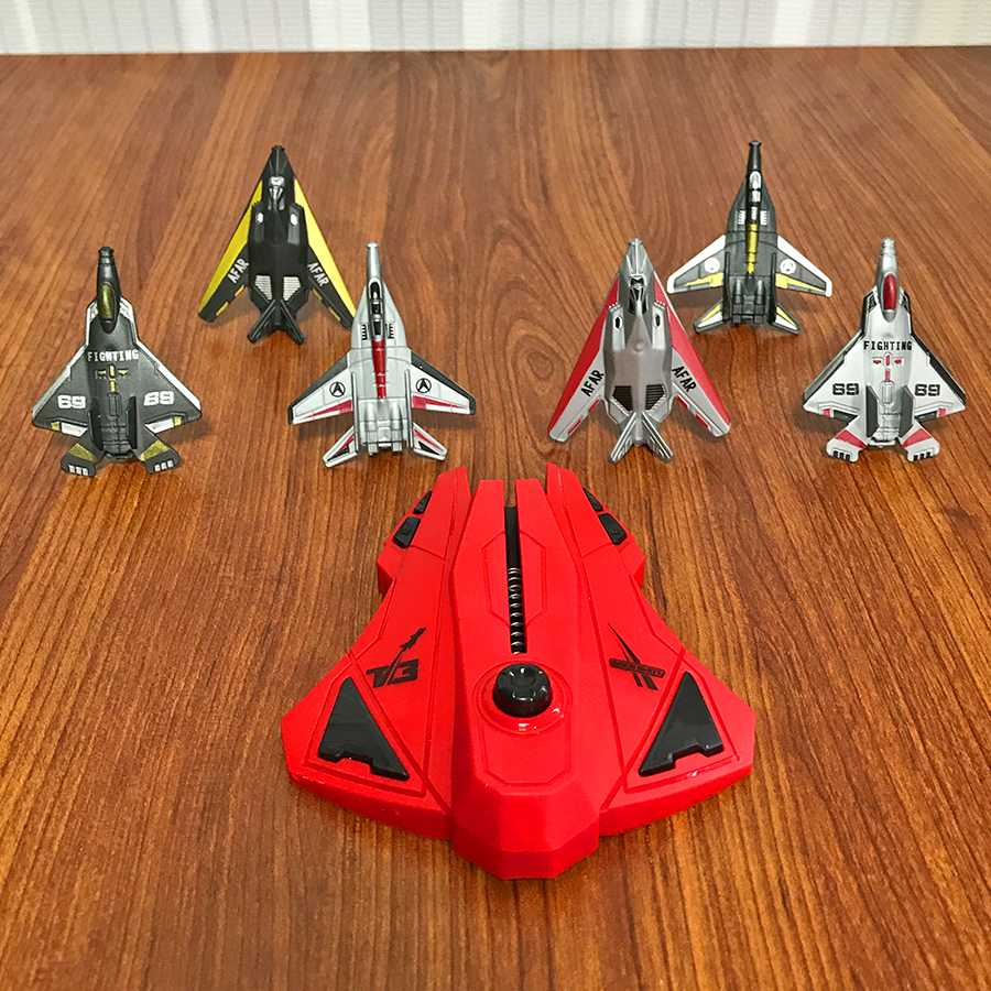Kids Outdoor Adventure - 6pcs Fighter Plane Red Launcher Toy,