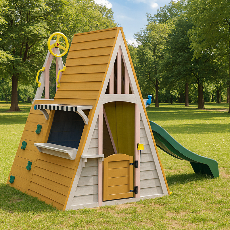 Kids Outdoor Wooden Climbing Frame - Kids Outdoor Playground Equipment Triangle Montessori