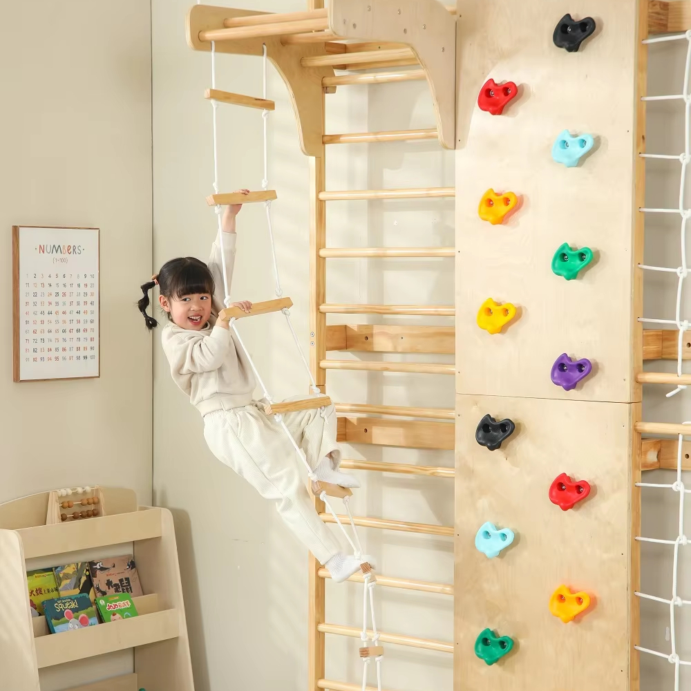 Kids Outdoor Wooden Climbing Frame - In Stock Indoor Monkey Bars Kids
