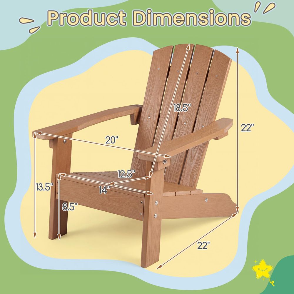 Kids Adirondack Chair, AllWeat - Kids Outdoor Lawn Chair reseña y precio