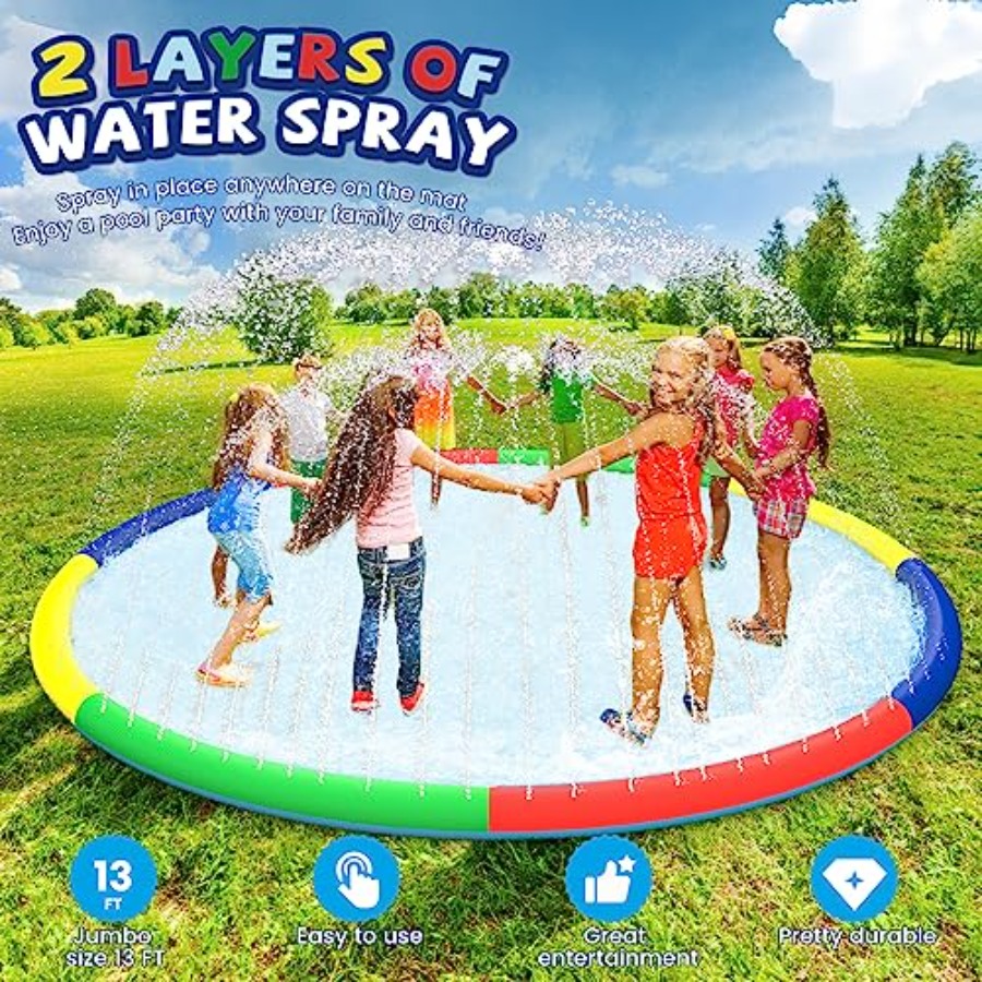 3 FT Large Splash Pad for Ages - Kids Outdoor Water Sprinkler reseña y precio