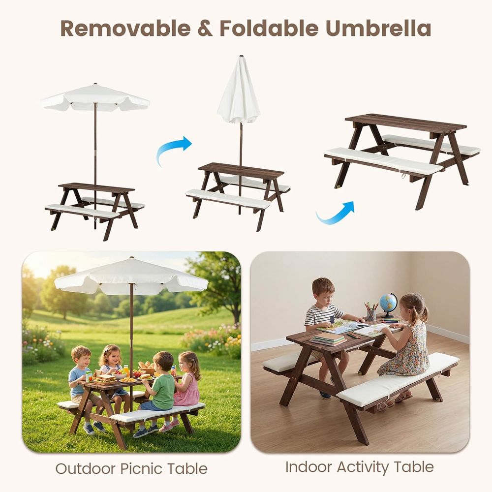 Outdoor Wooden Kids Picnic Tab - Kids Outdoor Wooden Table reseña y precio