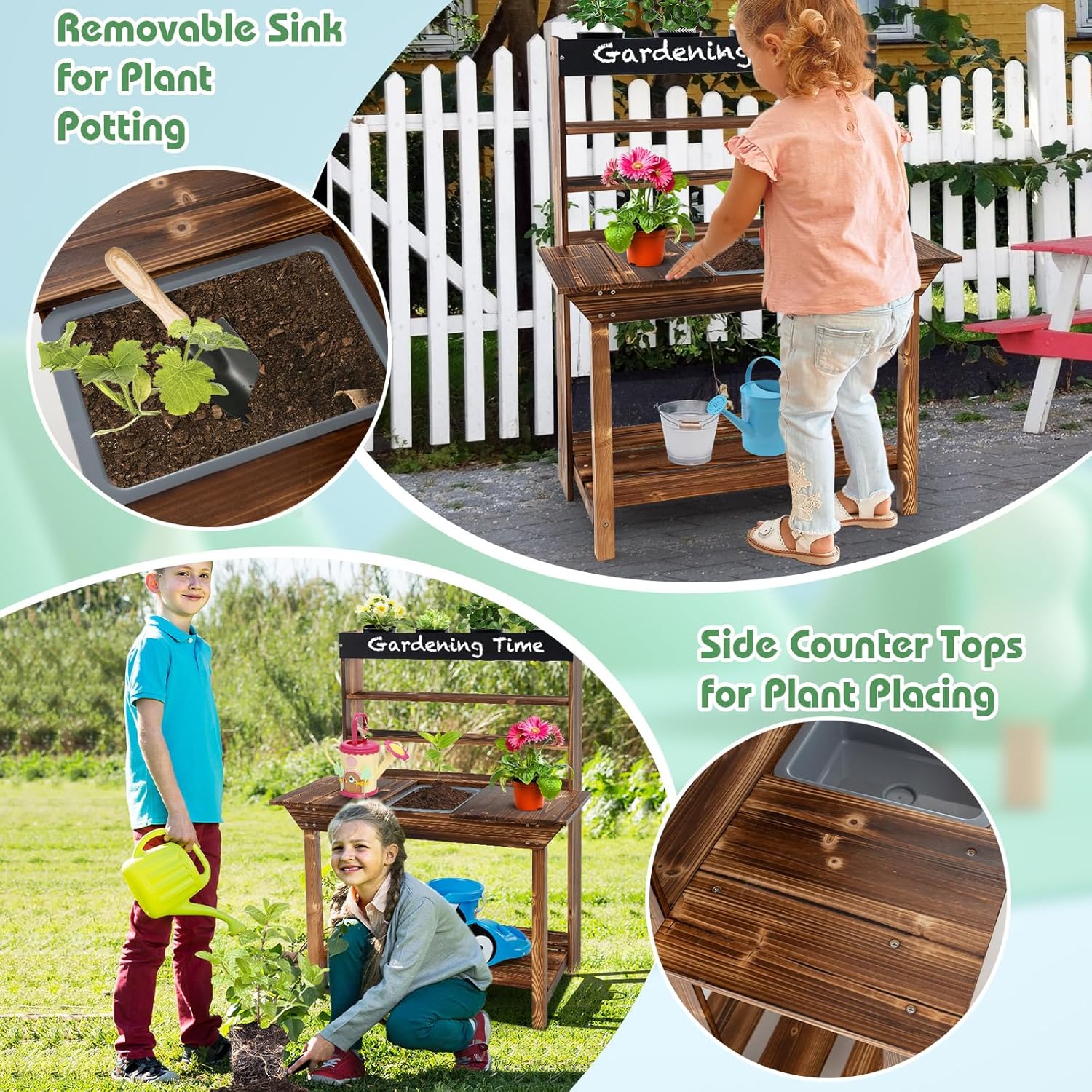 Mud Kitchen, Fir Wood Kids Pot - Kids Outdoor House With Kitchen reseña y precio