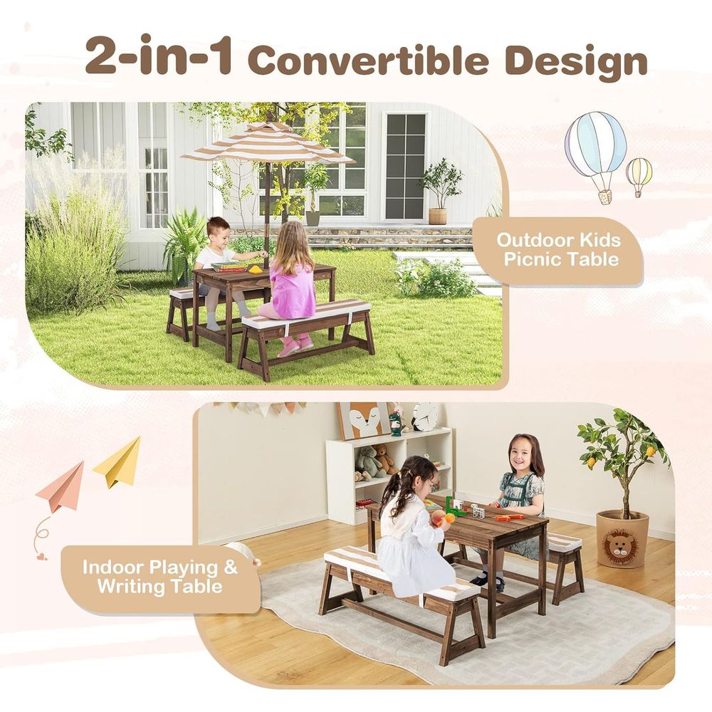 Kids Picnic Table, Outdoor Woo - Kids Outdoor Wooden Table reseña y precio