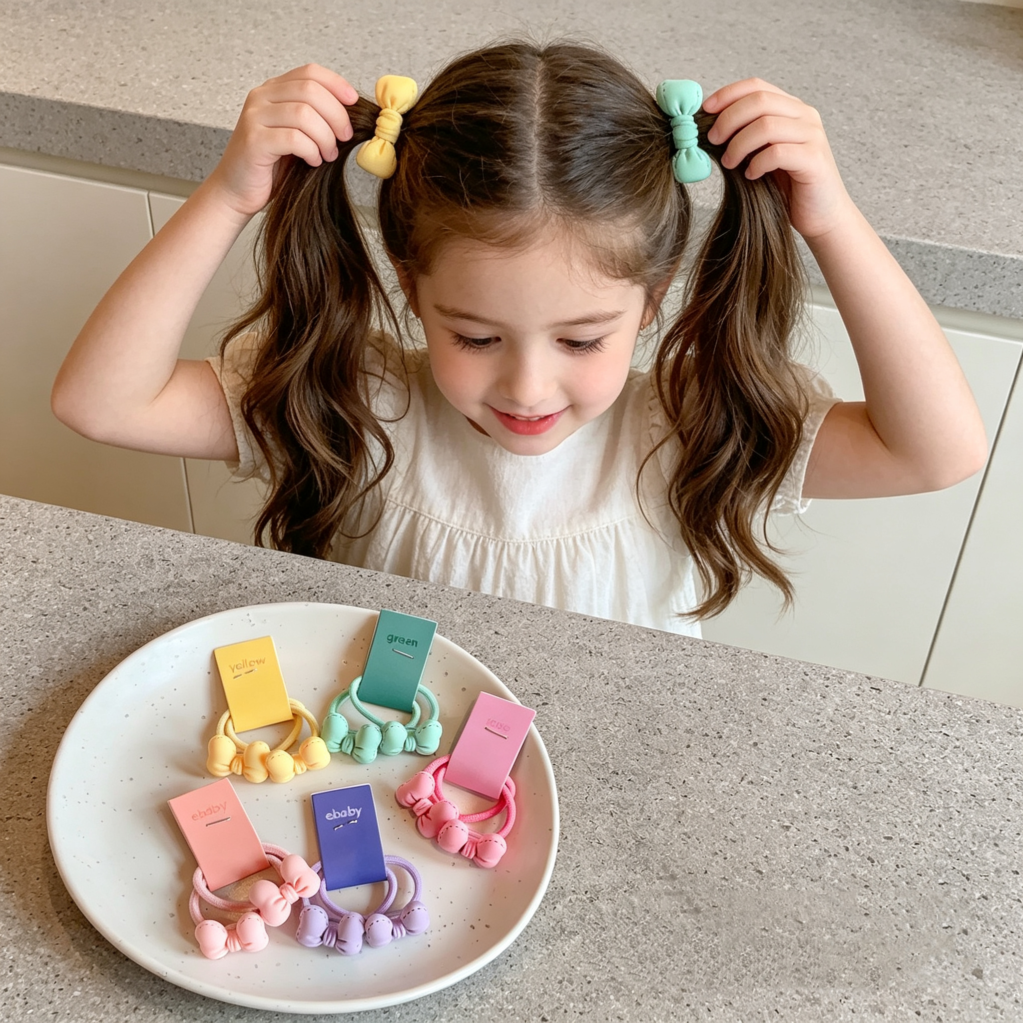 5pcs Cute Bow Hair Ties for Gi - Kids Outdoor Decor reseña y precio