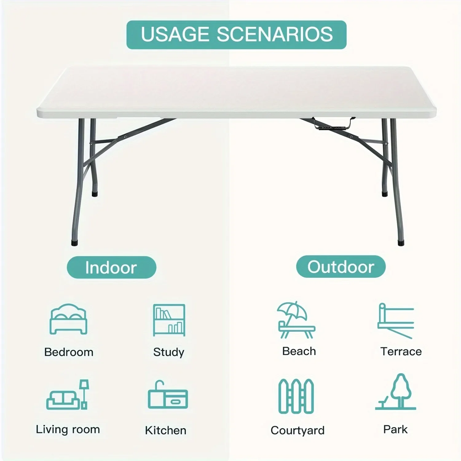 6FT Spacious Plastic Folding T - Kids Outdoor Dining Table reseña y precio