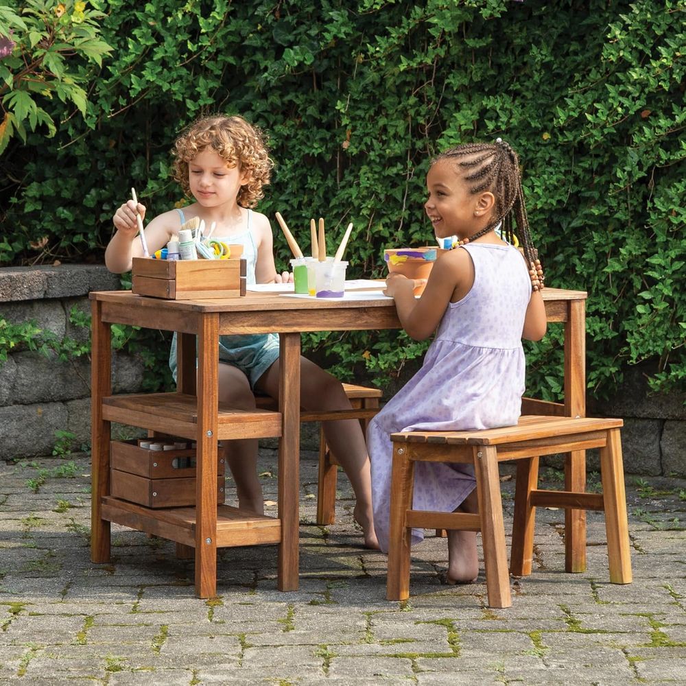 Kids Outdoor Crat Table and 2  - Kids Outdoor Wooden Table reseña y precio