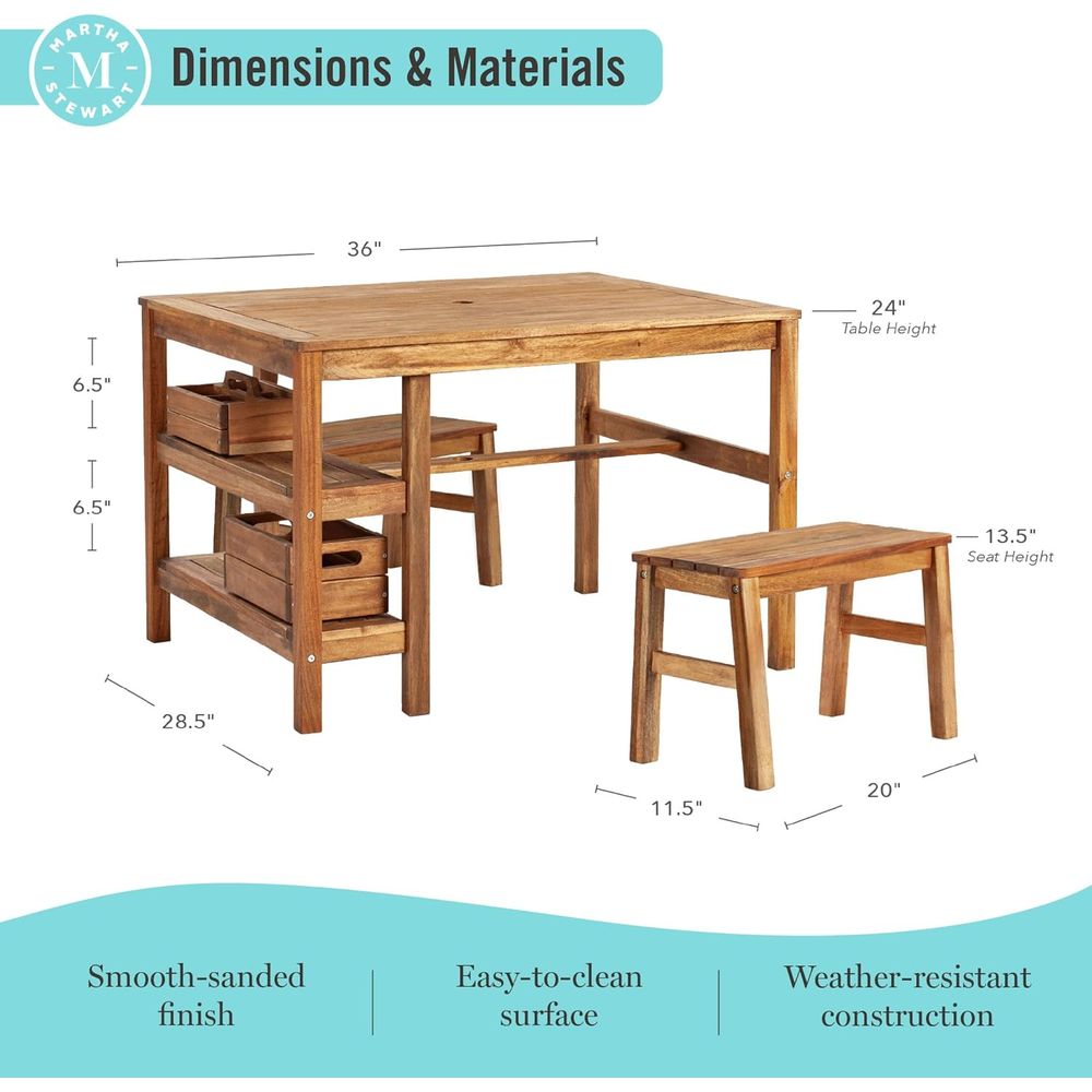 Kids Outdoor Crat Table and 2  - Kids Outdoor Wooden Table reseña y precio