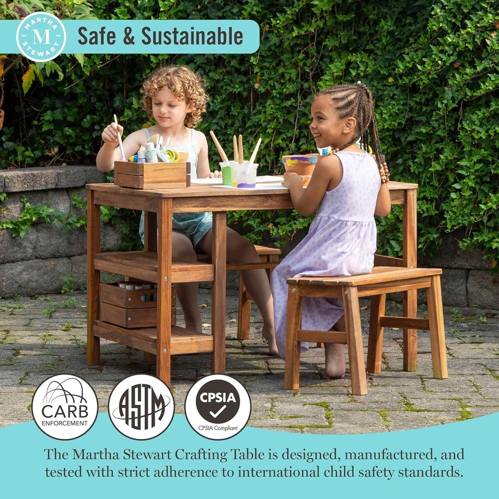 Kids Outdoor Crat Table and 2  - Kids Outdoor Wooden Table reseña y precio