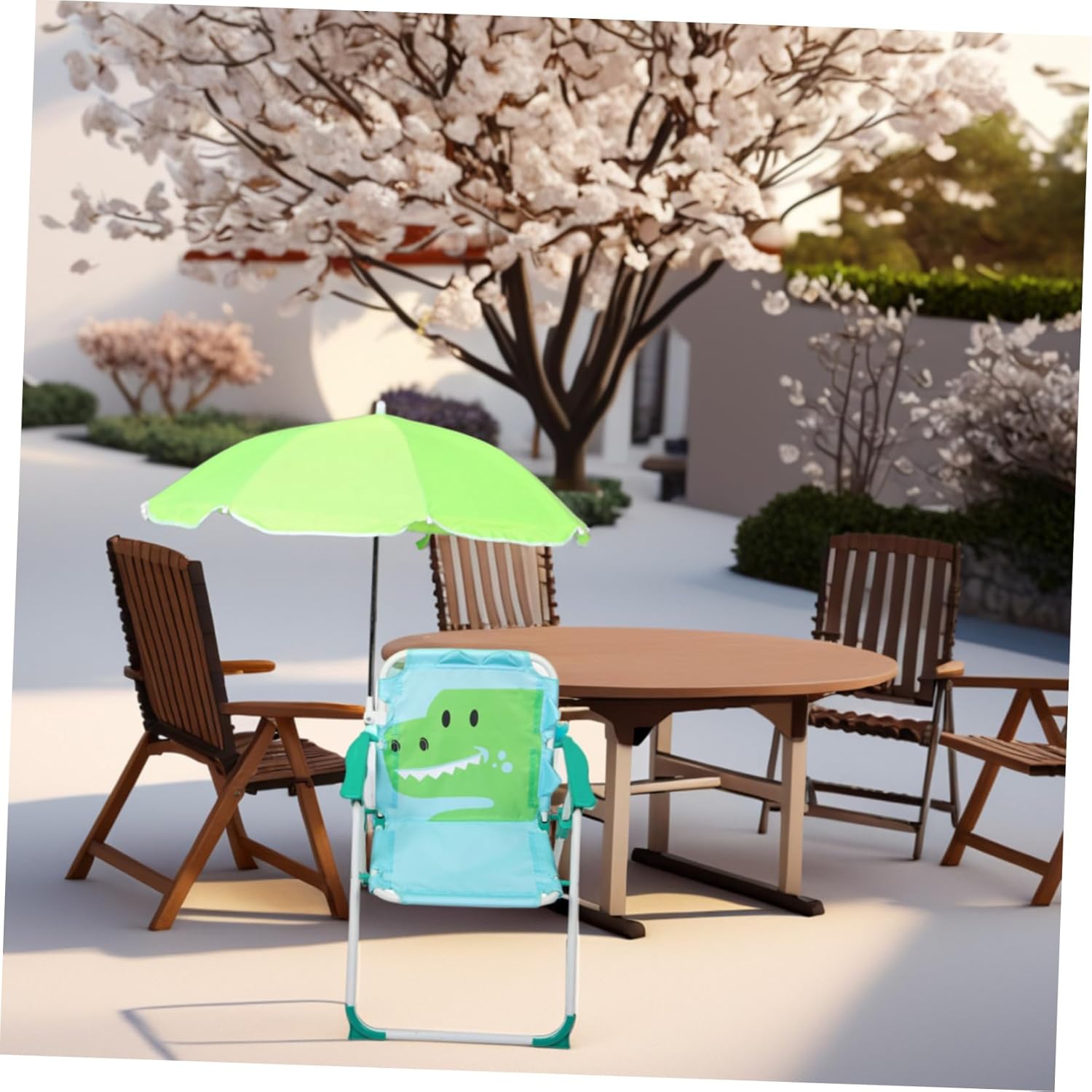 1 Set Folding Beach Chair with - Kids Outdoor Lounge Chair With Umbrella reseña y precio