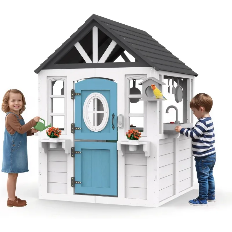 Kids Playhouse Outdoor,Cedar W - Kids Outdoor House With Kitchen reseña y precio