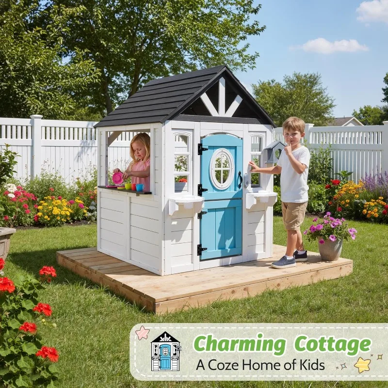 Kids Playhouse Outdoor,Cedar W - Kids Outdoor House With Kitchen reseña y precio