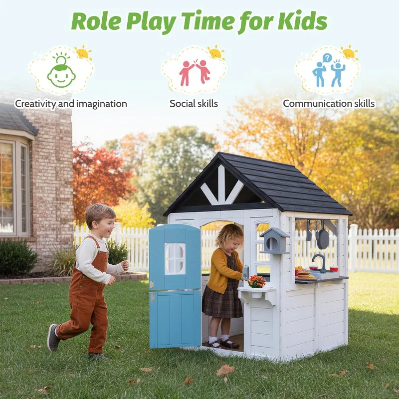 Kids Playhouse Outdoor,Cedar W - Kids Outdoor House With Kitchen reseña y precio