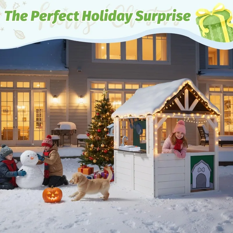 Kids Playhouse Outdoor,Cedar W - Kids Outdoor House With Kitchen reseña y precio