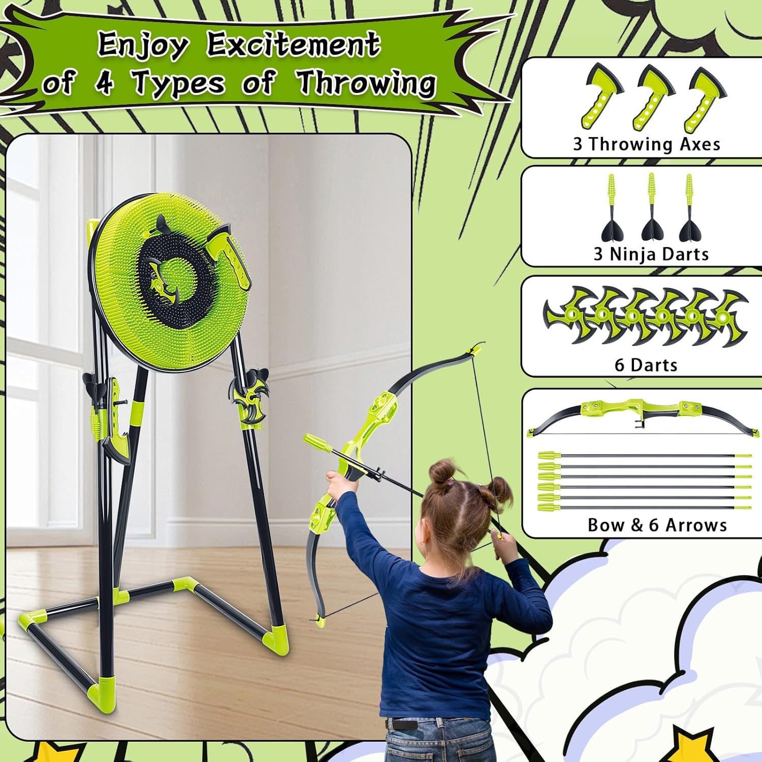 4 in 1 Axe Throwing Target Set - Kids Outdoor Ninja Set reseña y precio