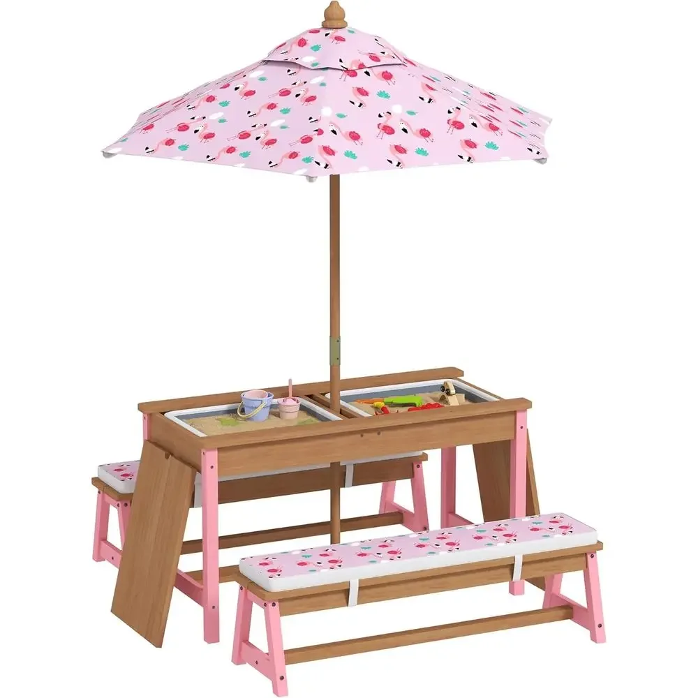 Wooden Picnic Table Set with U - Kids Outdoor Wooden Table reseña y precio