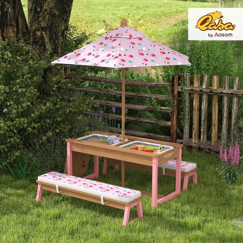 Wooden Picnic Table Set with U - Kids Outdoor Wooden Table reseña y precio