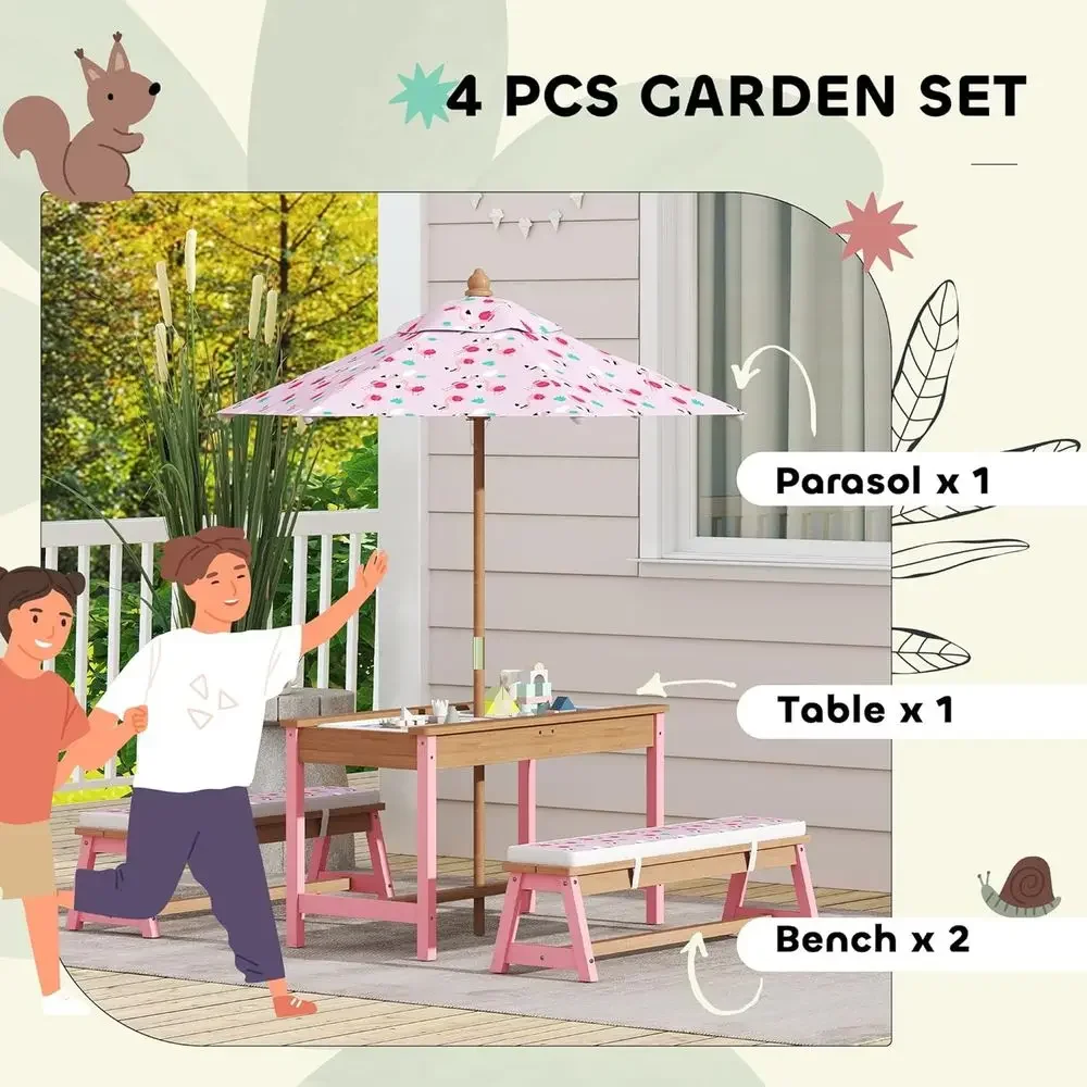 Wooden Picnic Table Set with U - Kids Outdoor Wooden Table reseña y precio