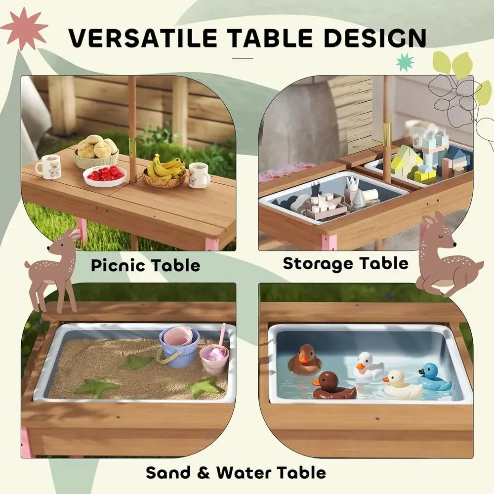 Wooden Picnic Table Set with U - Kids Outdoor Wooden Table reseña y precio