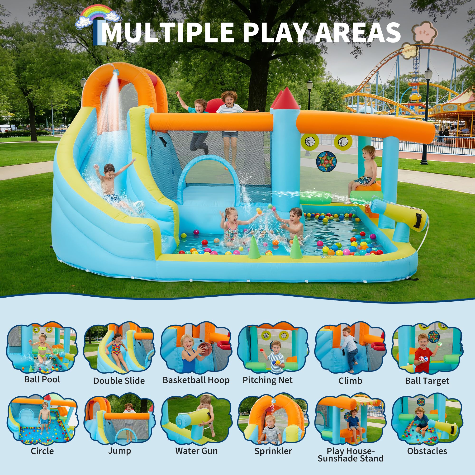14x10FT Inflatable Bounce Hous - Kids Outdoor Jumping Castle reseña y precio