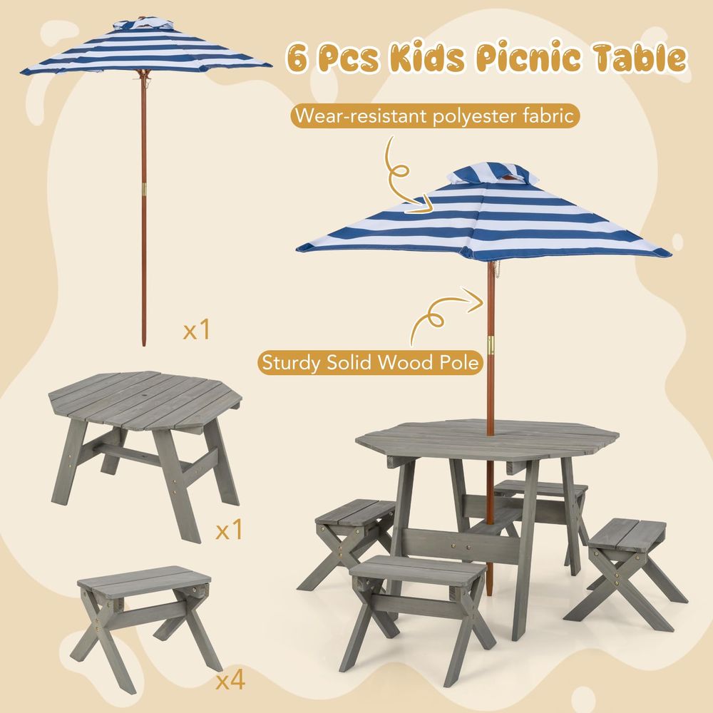 Kids Picnic Table, Fir Wood Oc - Kids Outdoor Wooden Table reseña y precio