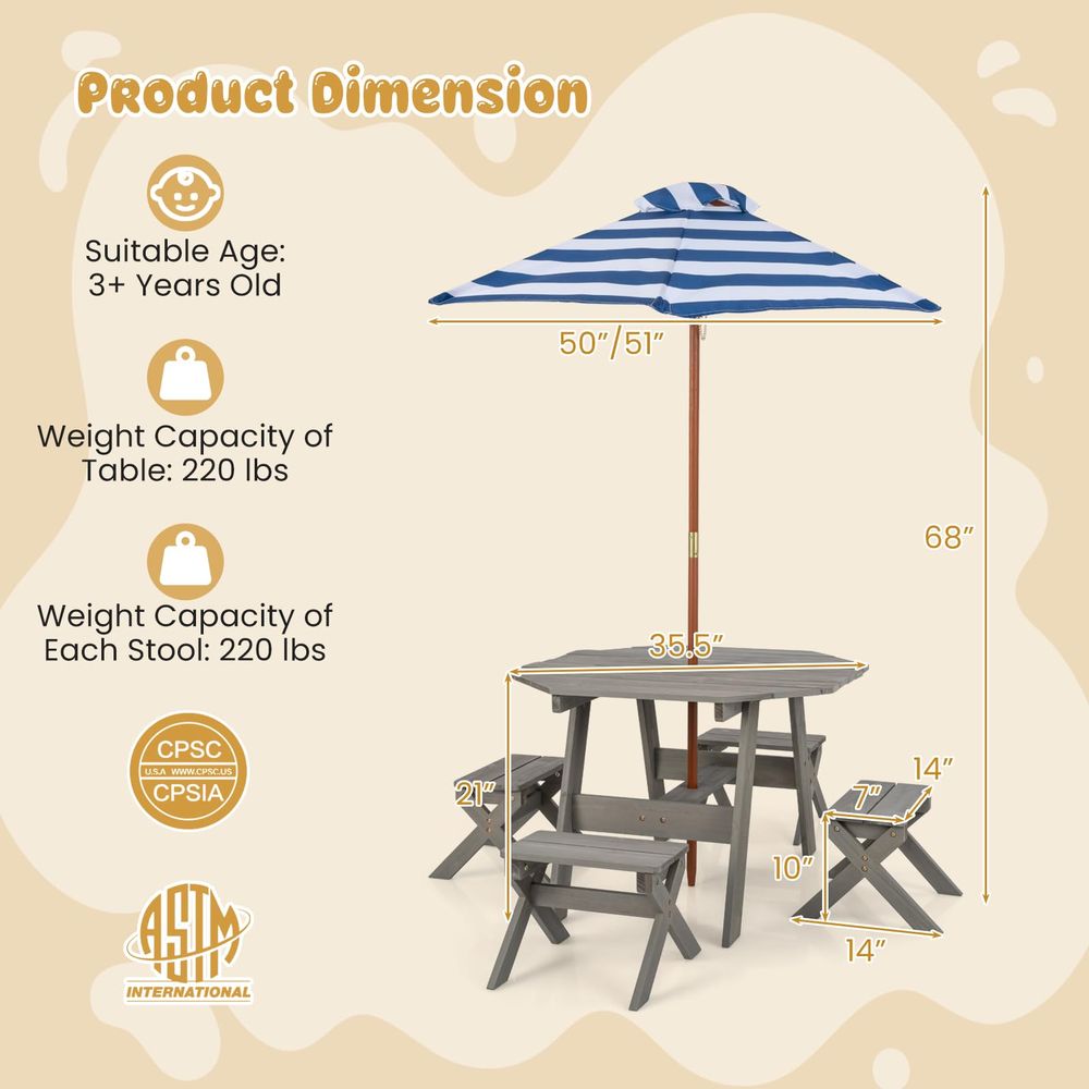 Kids Picnic Table, Fir Wood Oc - Kids Outdoor Wooden Table reseña y precio