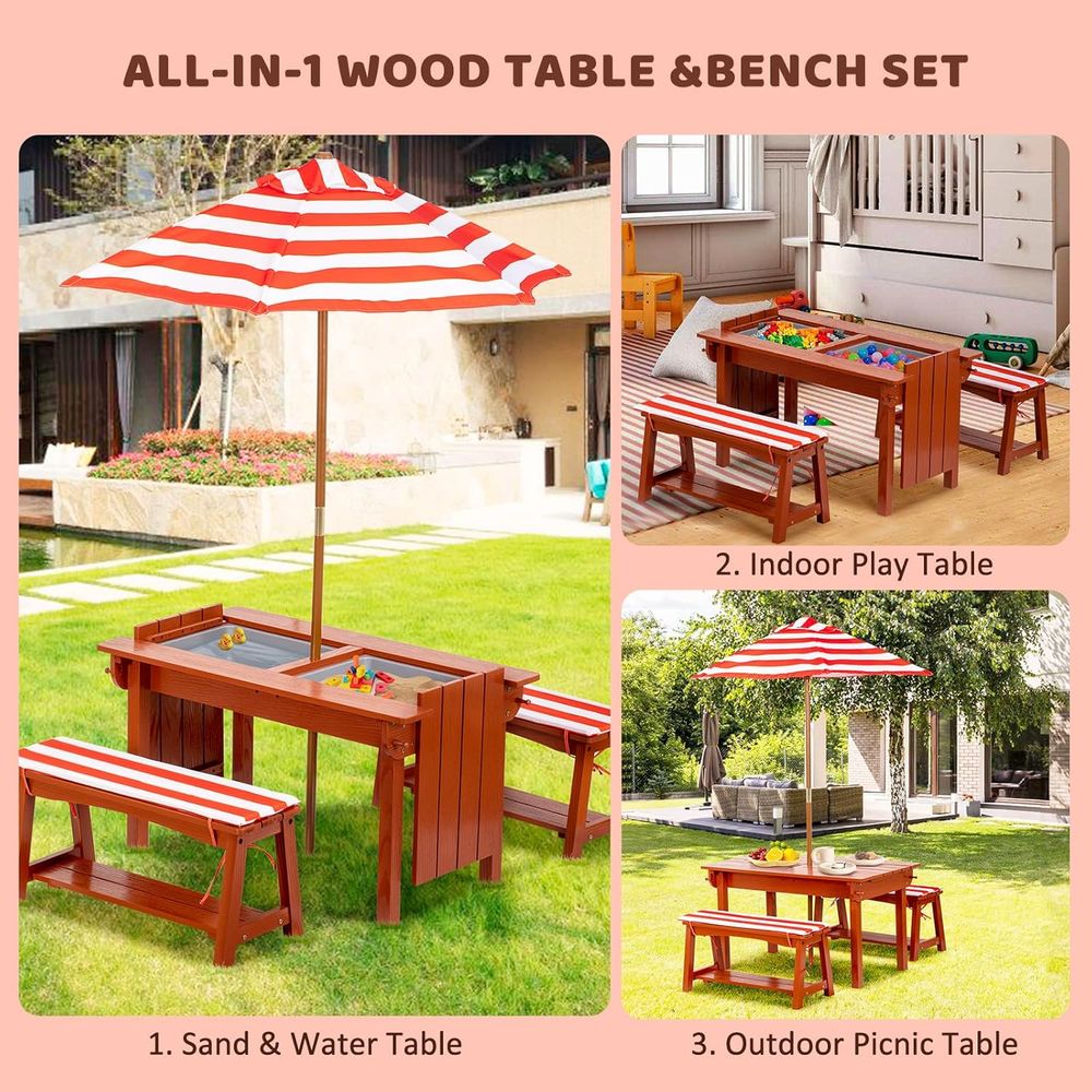 Outdoor Wooden Kids Picnic Tab - Kids Outdoor Wooden Table reseña y precio