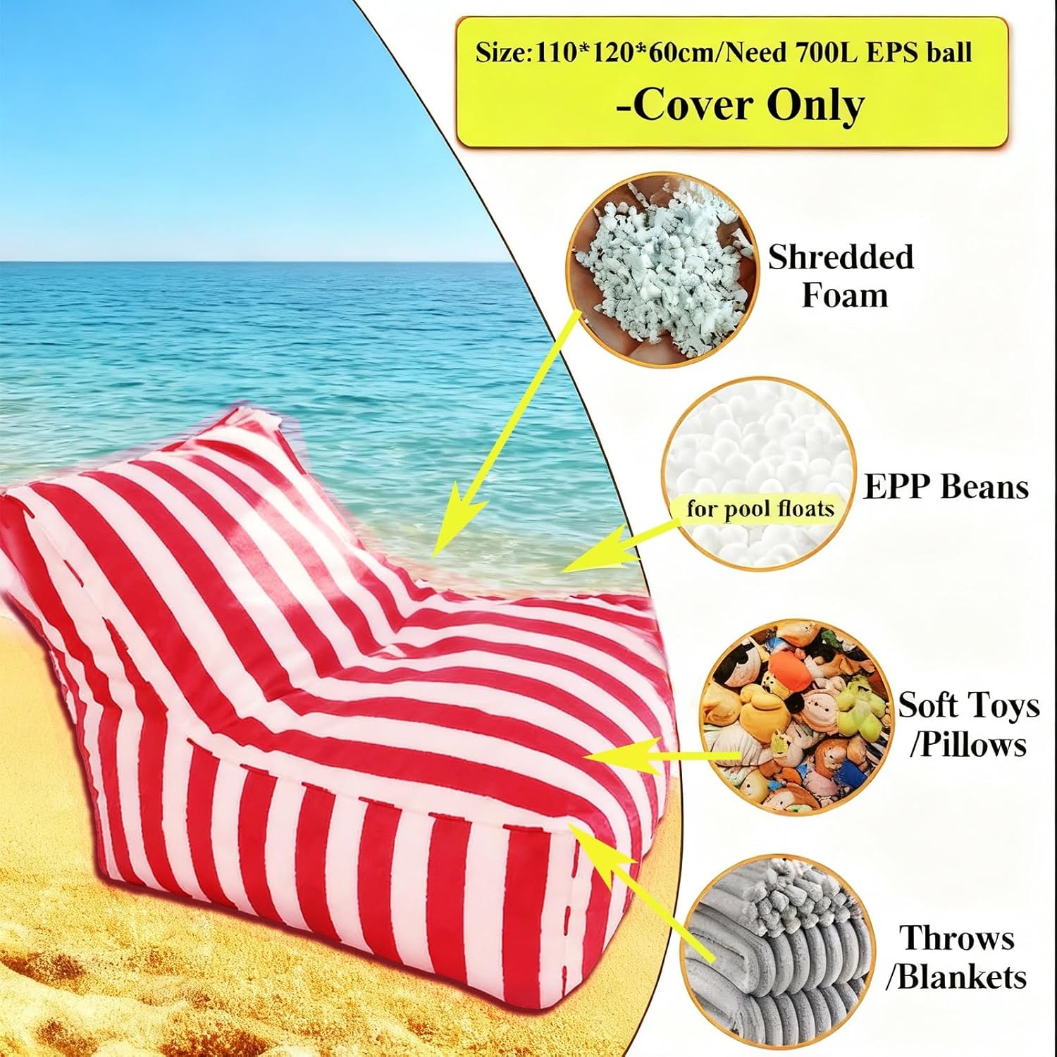 Waterproof Floating Bean Bag C - Kids Outdoor Bean Bag Chair reseña y precio