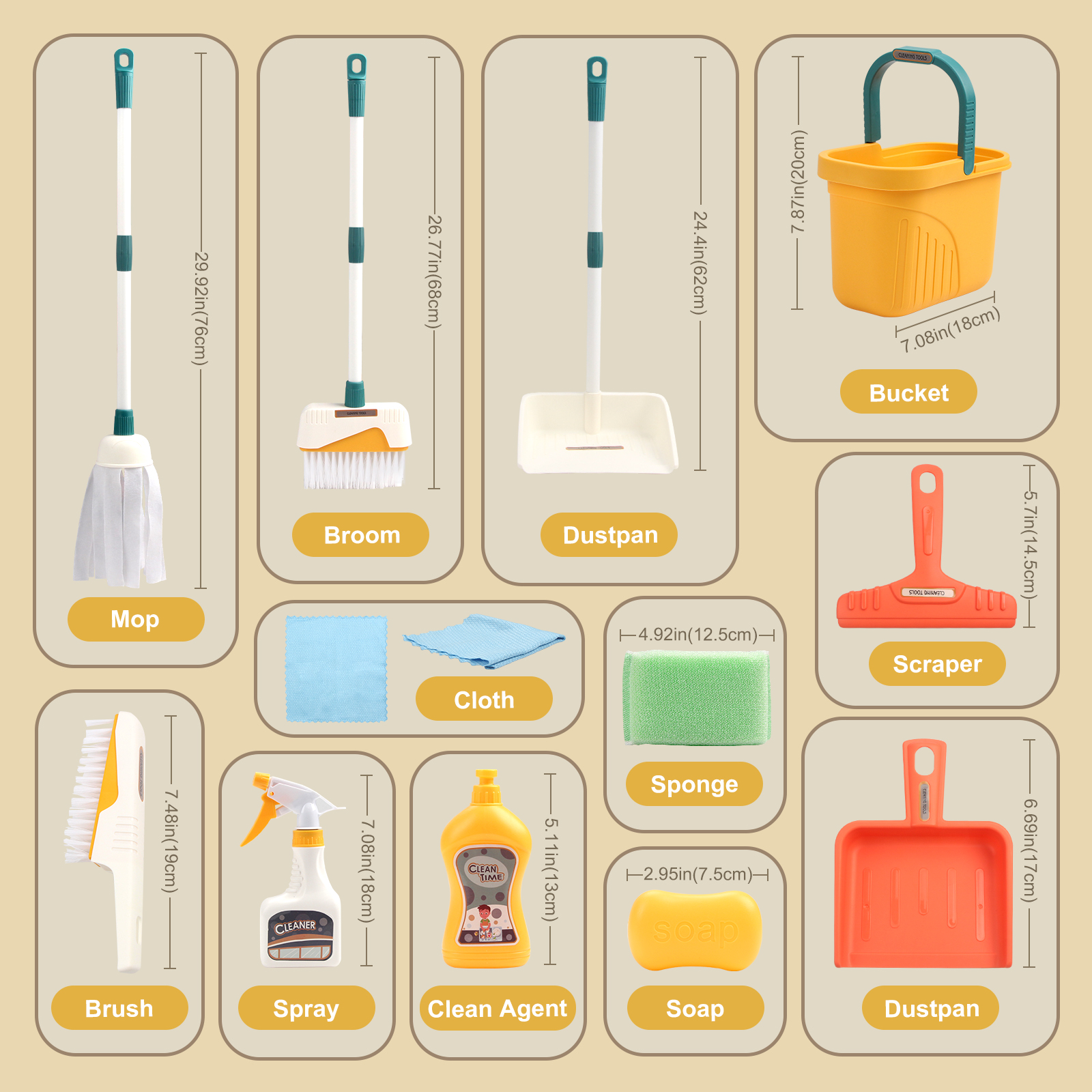 12pcs/set Kids Cleaning Set Ho - Kids Outdoor Broom reseña y precio