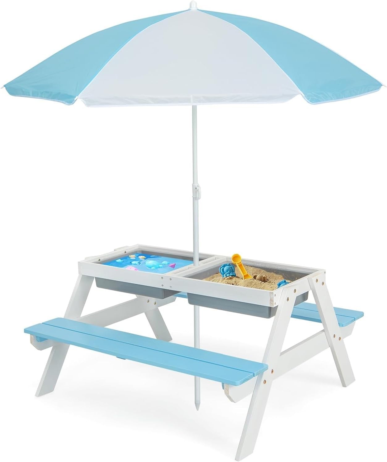 Kids Picnic Table, 4 in 1 Outd - Kids Outdoor Wooden Table reseña y precio