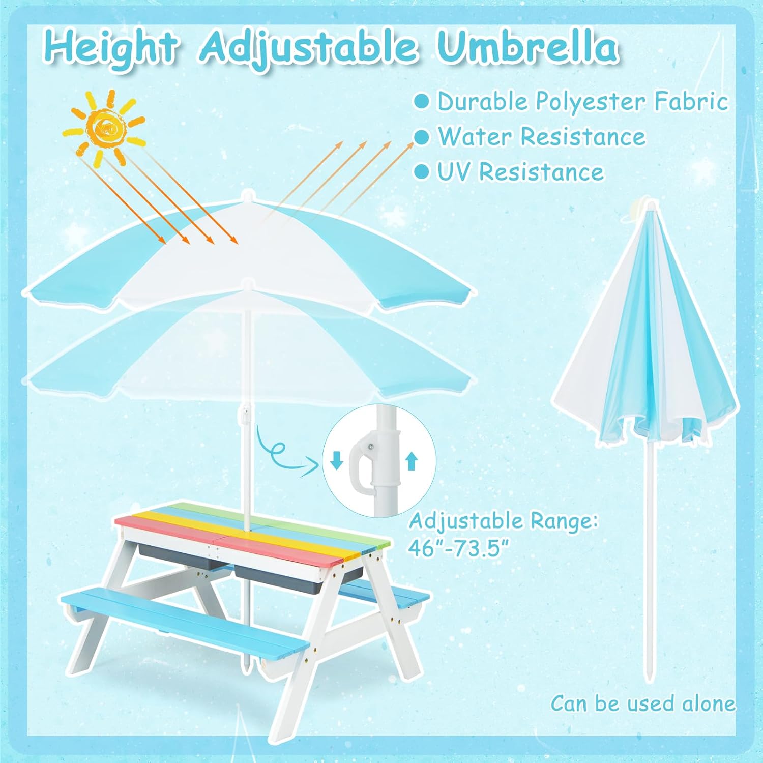 Kids Picnic Table, 4 in 1 Outd - Kids Outdoor Wooden Table reseña y precio