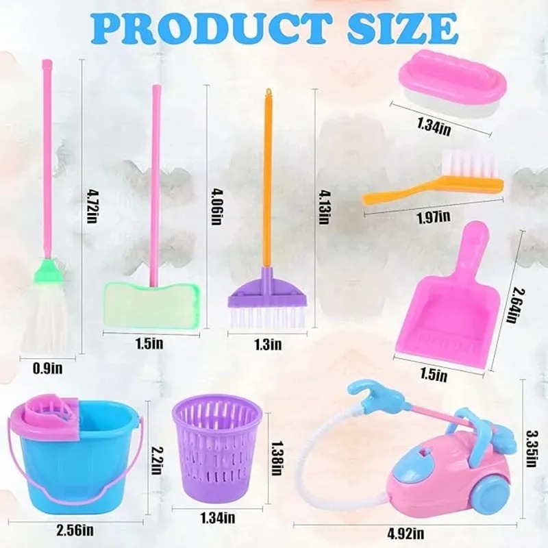 9PCS Mini Cleaning Toy Set - D - Kids Outdoor Broom reseña y precio