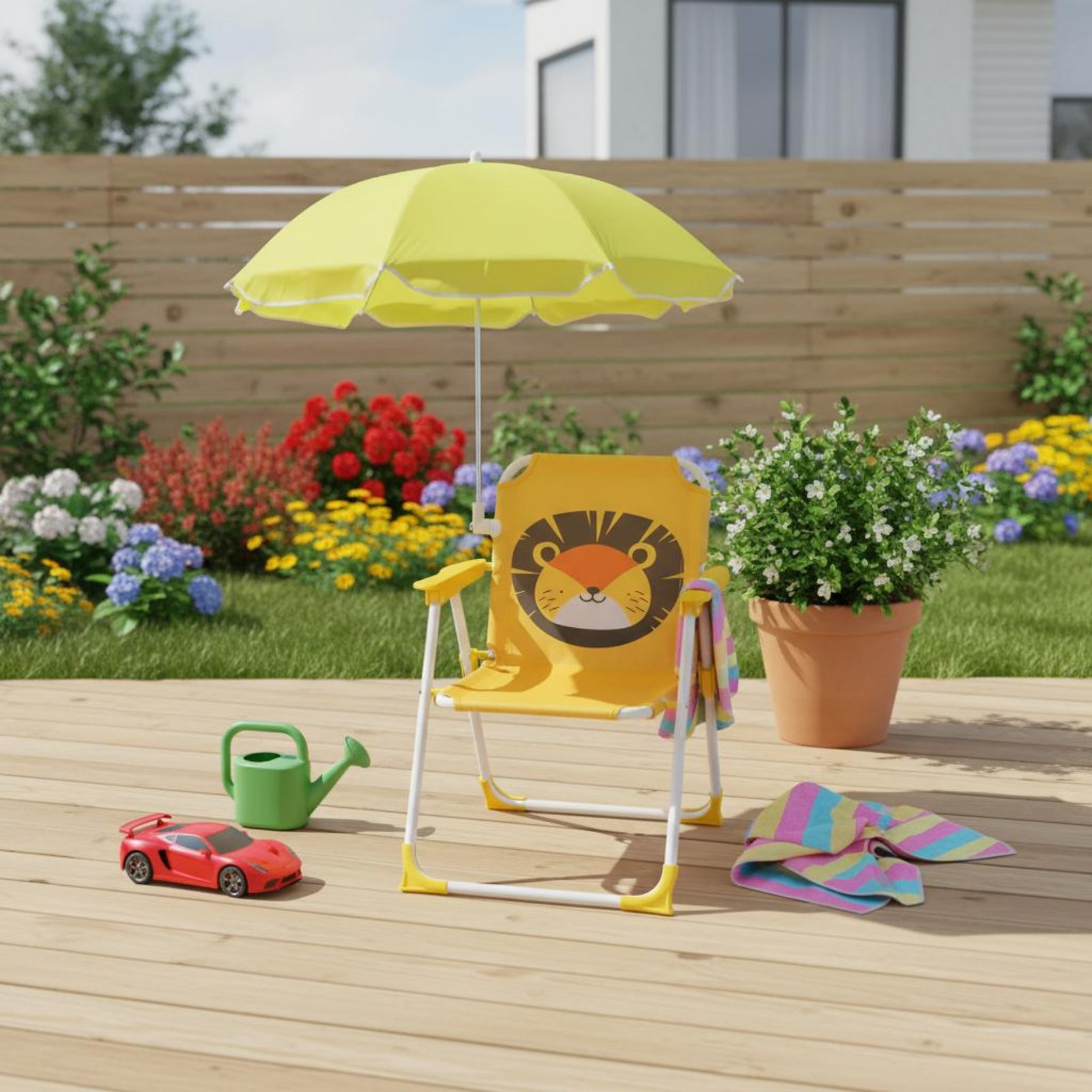 Children's Portable Chair with - Kids Outdoor Lounge Chair With Umbrella reseña y precio
