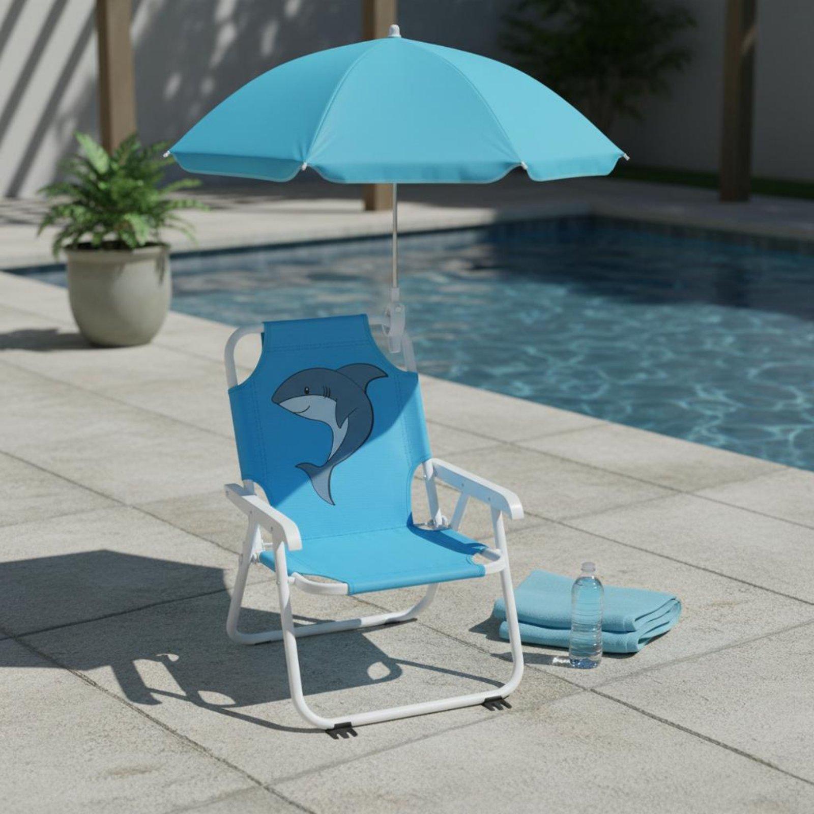 Children's Portable Chair with - Kids Outdoor Lounge Chair With Umbrella reseña y precio