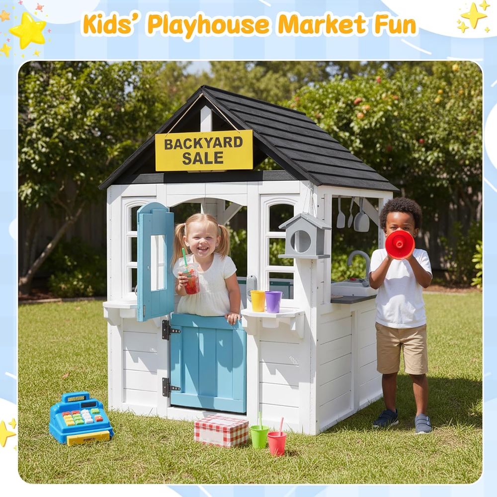 YOE Wooden Kids Playhouse with - Kids Outdoor House With Kitchen reseña y precio