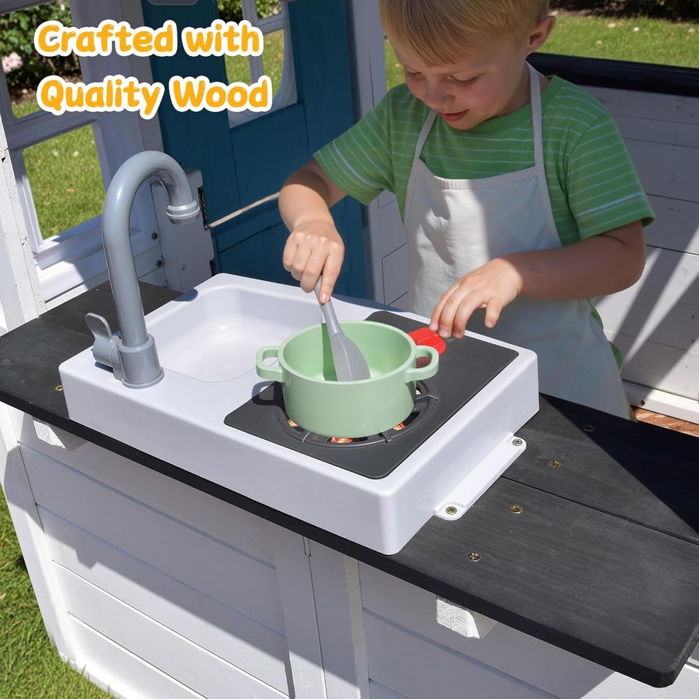 YOE Wooden Kids Playhouse with - Kids Outdoor House With Kitchen reseña y precio