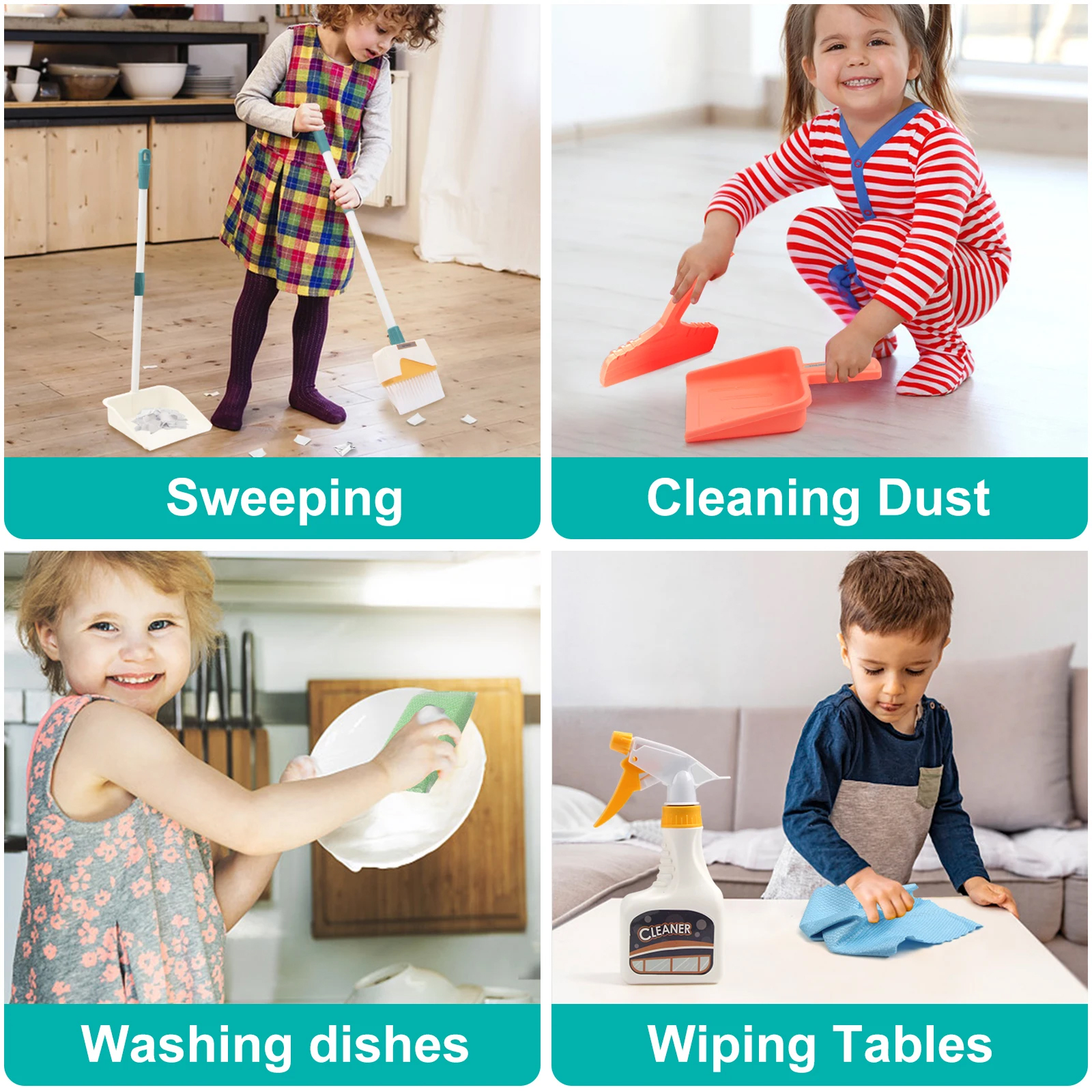 12pcs/set Kids Housework Suppl - Kids Outdoor Broom reseña y precio